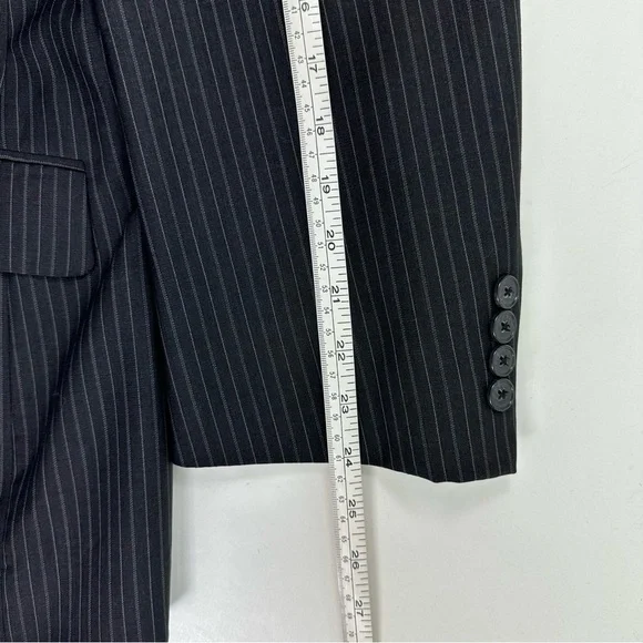 Andrew Fezza Worsted Wool Tonal Charcoal Gray Pinstripe Two-Piece Suit Mens 43S - Picture 11 of 15